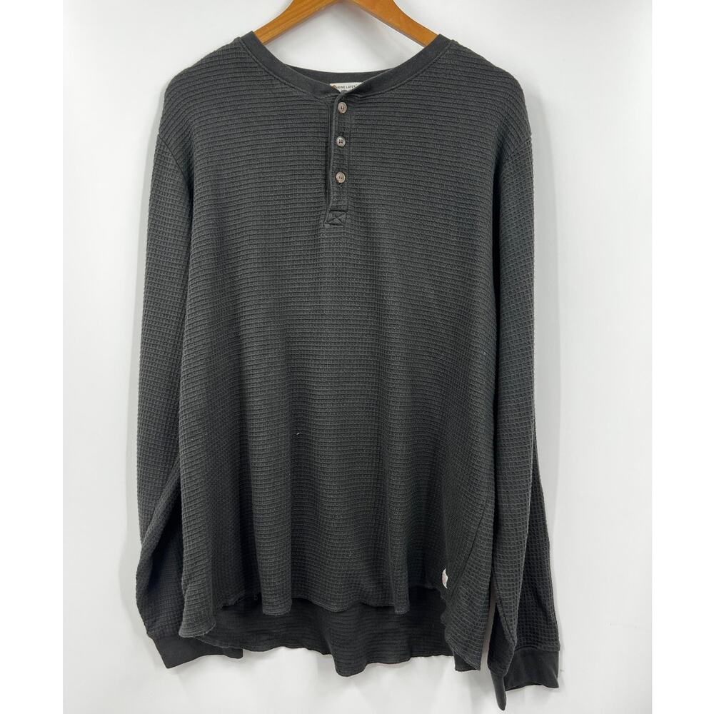Marine Layer Mens Waffle Knit Henley Long Sleeve Sweater Gray Size XL‎